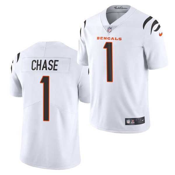 Men & Women & Youth Cincinnati Bengals #1 JaMarr Chase White Vapor Untouchable Limited Stitched Jersey